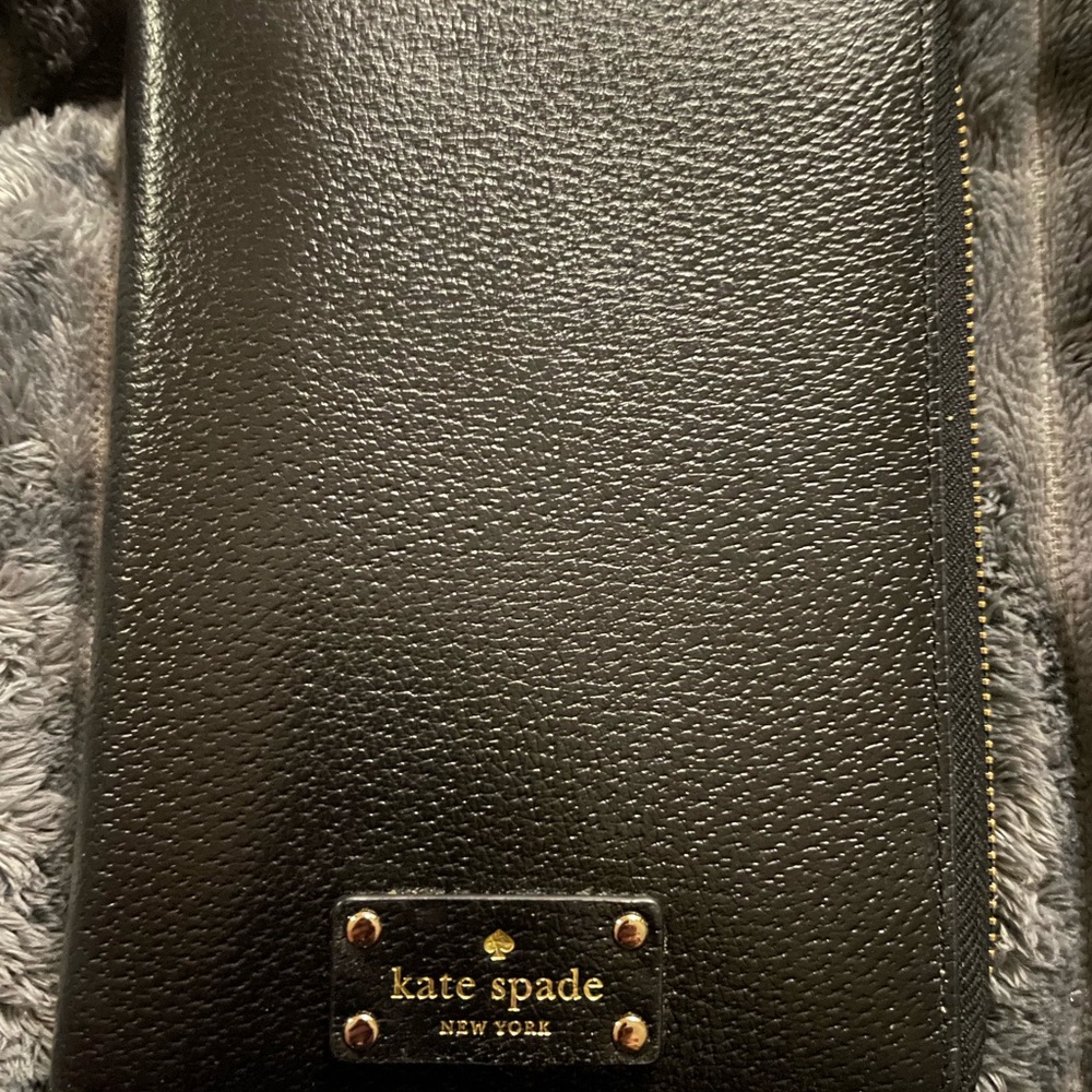 New Kate Spade Black Textured Leather Refillable Portfolio 2026 Calendar